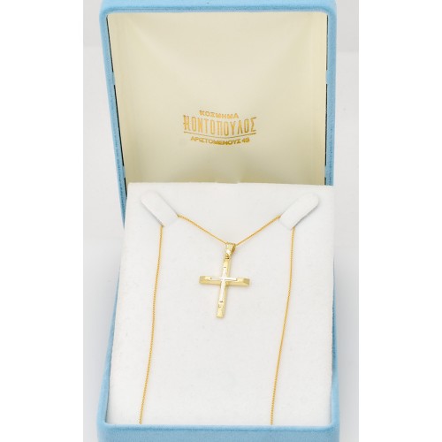 14K Χρυσός Δίχρωμος Σταυρός ST120AD