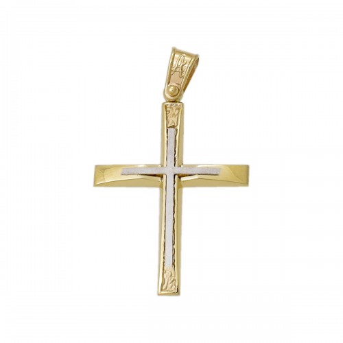 18Κ Χρυσός Δίχρωμος Σταυρός ST135AD