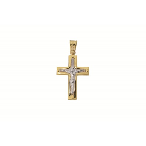 18Κ Χρυσός Δίχρωμος Σταυρός ST152AD