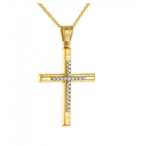 14Κ Χρυσός Σταυρός με Ζιργκόν ST158AR