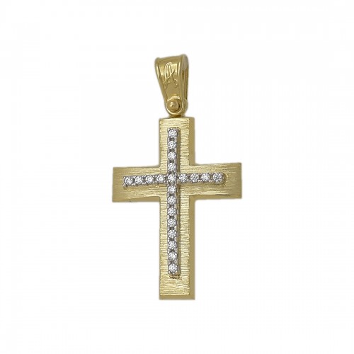 14K Χρυσός Σταυρός Με Ζιργκόν ST159KG