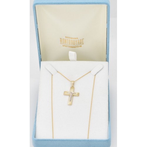 14K Χρυσός Δίχρωμος Σταυρός ST175AD