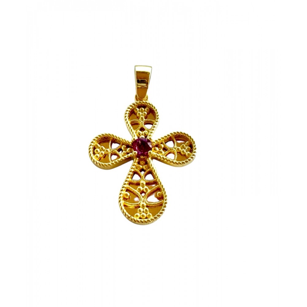 14K Χρυσός Σταυρός με Ρουμπίνι ST190RB 14K Χρυσός Σταυρός με Ρουμπίνι ST190RB