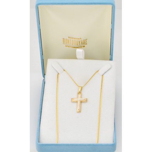 18Κ Χρυσός Δίχρωμος Σταυρός ST195AD