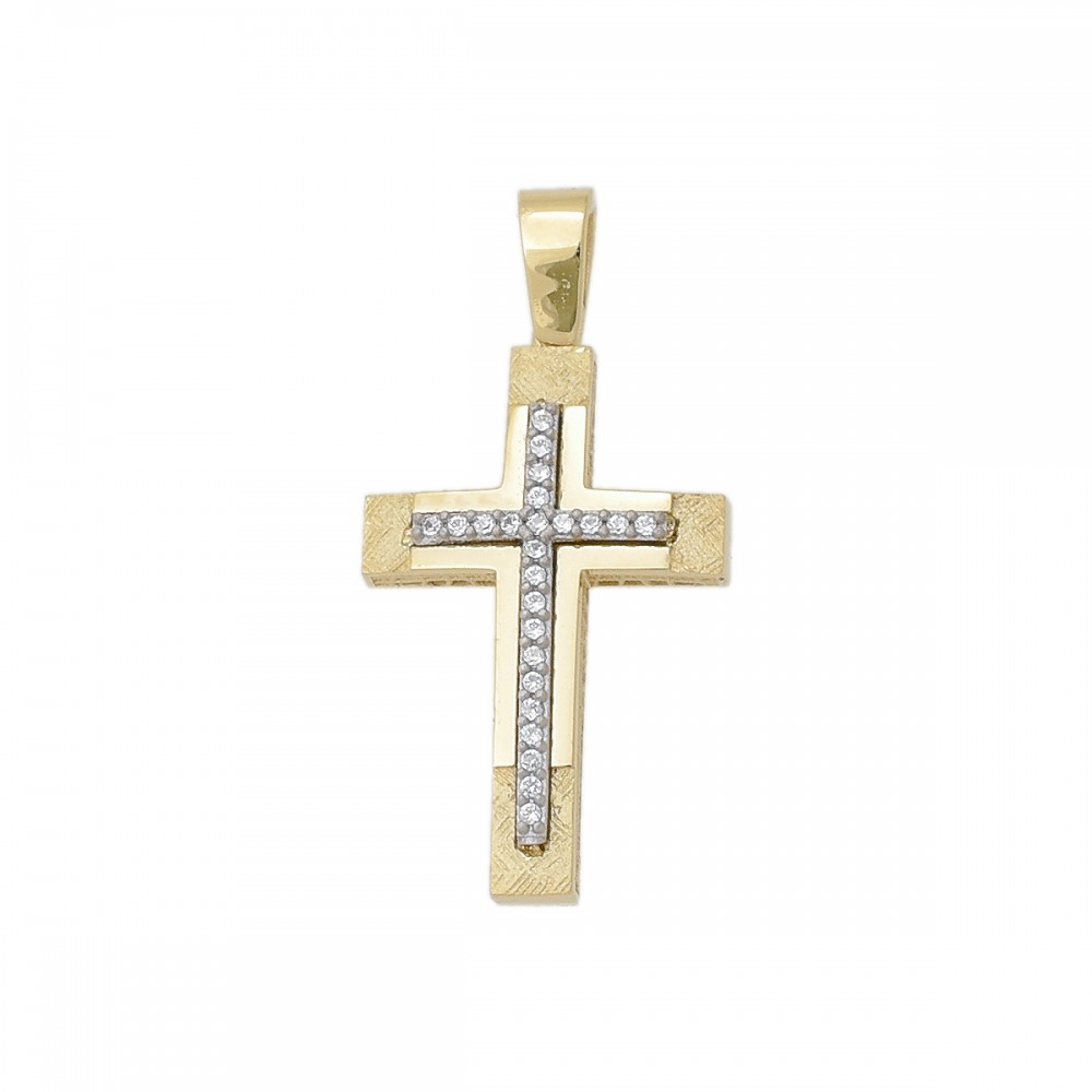14K Χρυσός Σταυρός Με Ζιργκόν ST213KG 14K Χρυσός Σταυρός Με Ζιργκόν ST213KG