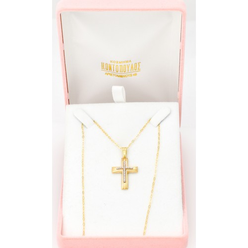 18K Χρυσός Σταυρός με Ζιργκόν ST216AD