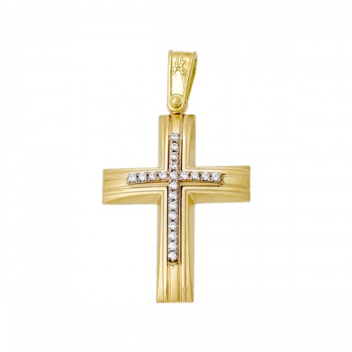 18K Χρυσός Σταυρός με Ζιργκόν ST216AD