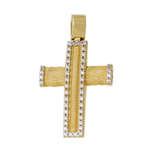 14Κ Χρυσός Σταυρός με Ζιργκόν ST228VR