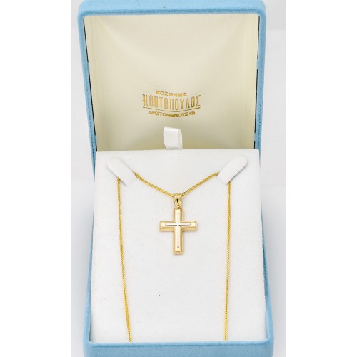 18Κ Χρυσός Δίχρωμος Σταυρός ST288AD