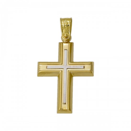 18Κ Χρυσός Δίχρωμος Σταυρός ST288AD