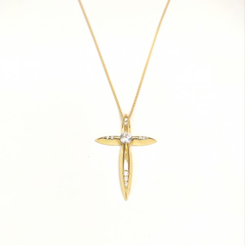 14K Χρυσός Σταυρός με Ζιργκόν ST288MR