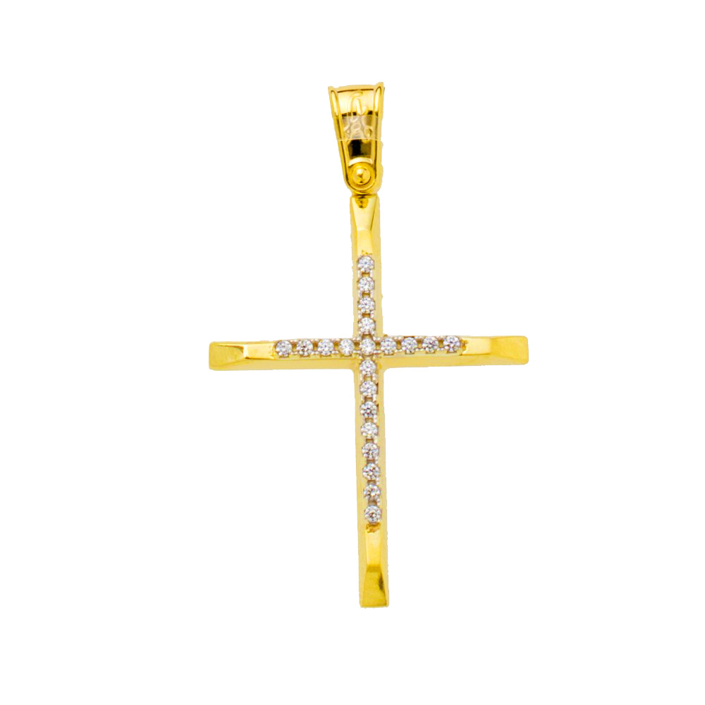 14K Χρυσός Σταυρός με Ζιργκόν ST354AD1 14K Χρυσός Σταυρός με Ζιργκόν ST354AD1