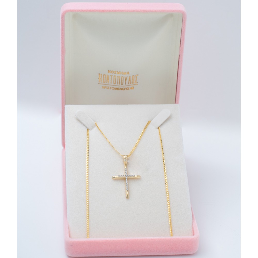 14K Χρυσός Σταυρός με Ζιργκόν ST354AD1 14K Χρυσός Σταυρός με Ζιργκόν ST354AD1