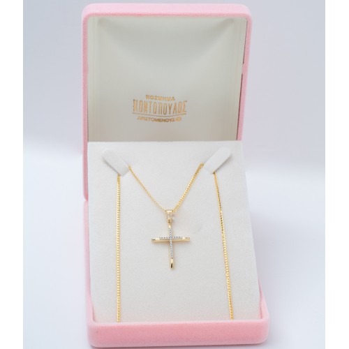 14K Χρυσός Σταυρός με Ζιργκόν ST354AD1