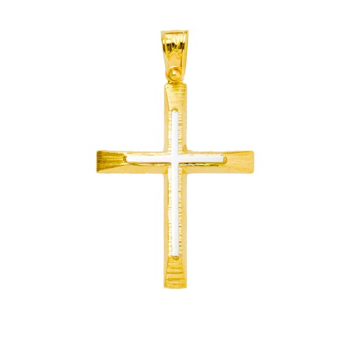 14K Χρυσός Δίχρωμος Σταυρός ST375AD1