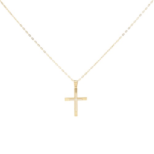 14Κ Χρυσός Δίχρωμος Σταυρός ST451AD