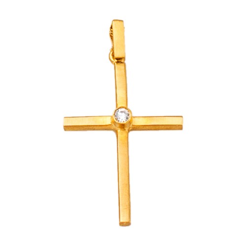 14K Χρυσός Σταυρός με Ζιργκόν ST457K1