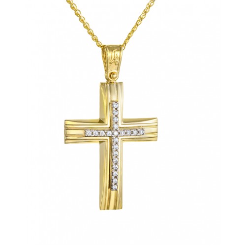14Κ Χρυσός Σταυρός με Ζιργκόν ST4979AD