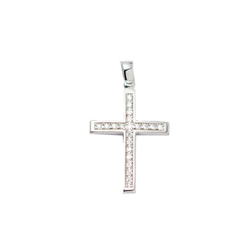 14K Λευκόχρυσος Σταυρός με Ζιργκόν ST599AN2