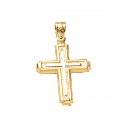 14K Χρυσός Δίχρωμος Σταυρός ST766AD1