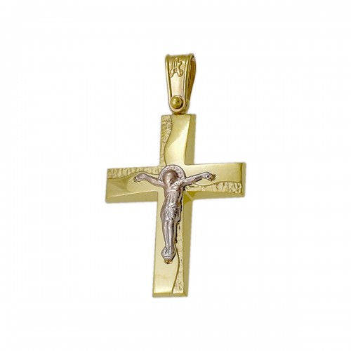 14K Χρυσός Δίχρωμος Σταυρός ST771AD