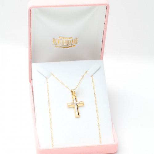 14K Χρυσός Σταυρός με Ζιργκόν ST888MN1