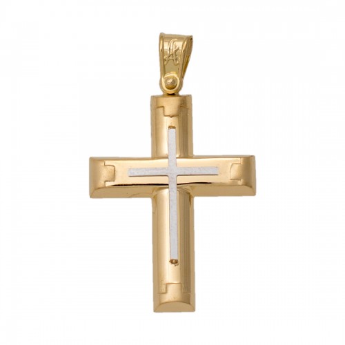 18K Χρυσός Δίχρωμος Σταυρός ST994AN