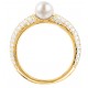 MORELLATO 925 Ασήμι Επιχρυσωμένο Δαχτυλίδι με Πέρλα και Λευκά ζιργκόν SXU51.14