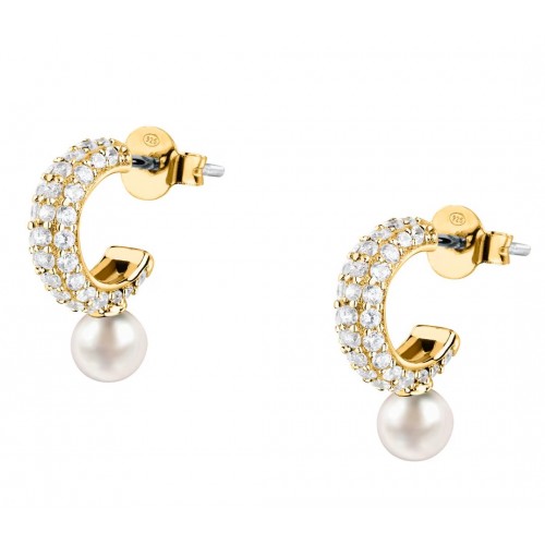 MORELLATO Επιχρυσωμένα Σκουλαρίκια 925 Ασήμι Με Πέρλα και Λευκά Ζιργκόν SXU53