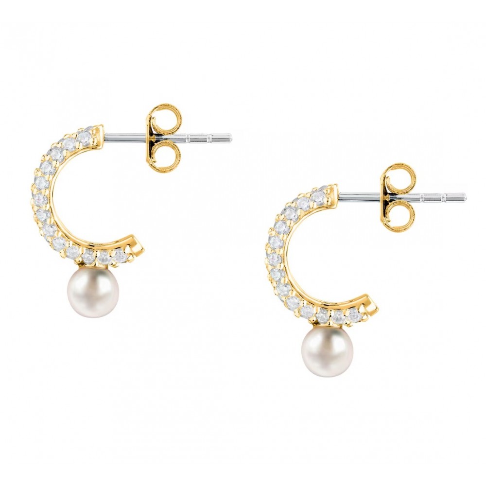MORELLATO Επιχρυσωμένα Σκουλαρίκια 925 Ασήμι Με Πέρλα και Λευκά Ζιργκόν SXU53