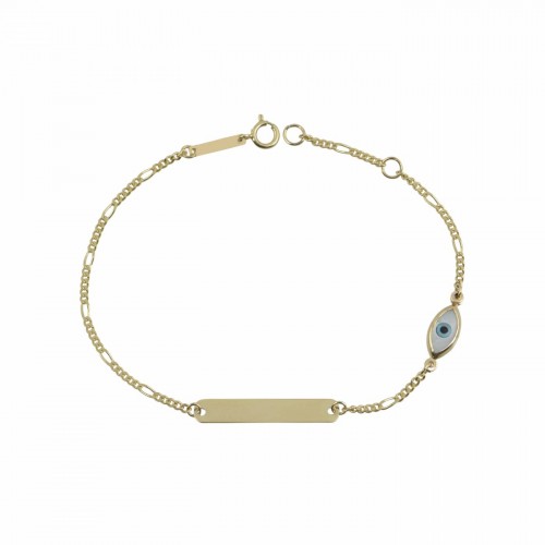 14K Χρυσό Βραχιόλι Ταυτότητα Με Ματάκι TP30