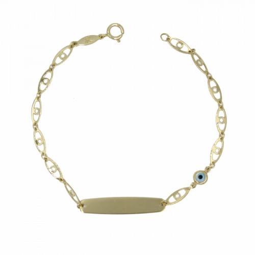 9K Χρυσό Bραχιόλι Παιδική Ταυτότητα με Ματάκι TP76BJ