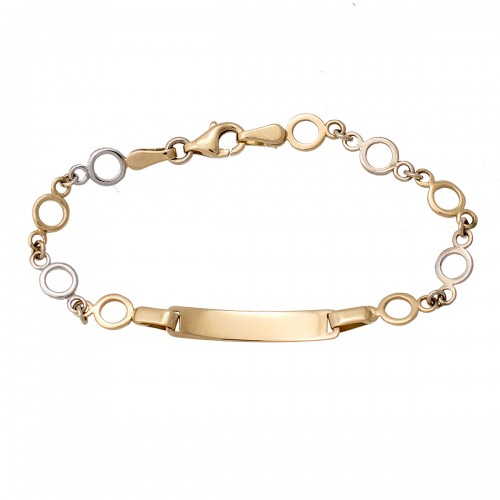 14K Χρυσό Δίχρωμο Βραχιόλι Ταυτότητα TT3040