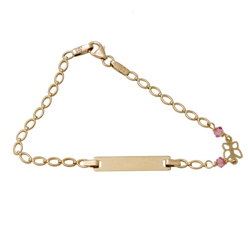 9K Χρυσό Bραχιόλι Ταυτότητα Με Πεταλούδα TT426KK2