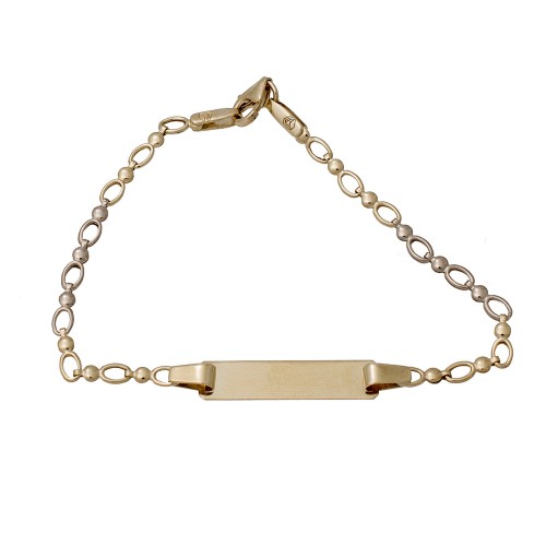 9K Χρυσό Δίχρωμο Bραχιόλι Ταυτότητα TT449KK