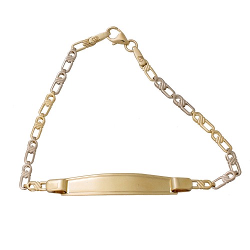 9K Χρυσό Δίχρωμο Bραχιόλι Ταυτότητα TT639KK
