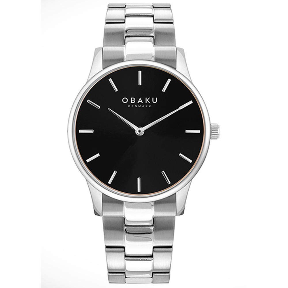 OBAKU Lyng Lille Onyx Silver Stainless Steel Bracelet V247GXCBSC