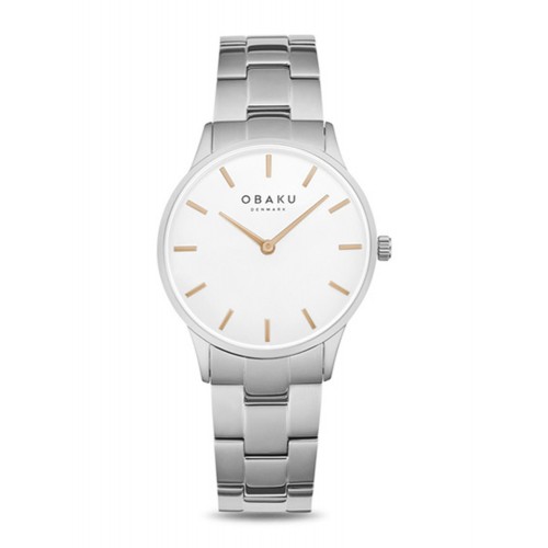 OBAKU Lyng Lille Peach Silver Stainless Steel Bracelet V247LXCISC