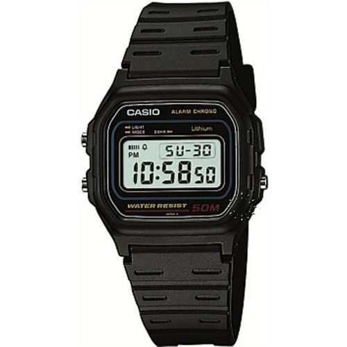 CASIO Collection Ψηφιακό, μαύρο λουράκι από Καουτσούκ W-59-1VQES