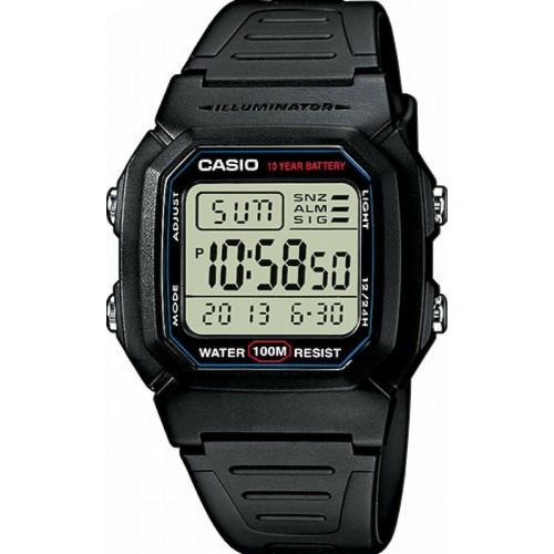 CASIO Collection Black Rubber Strap W-800H-1AVES CASIO Collection Black Rubber Strap W-800H-1AVES