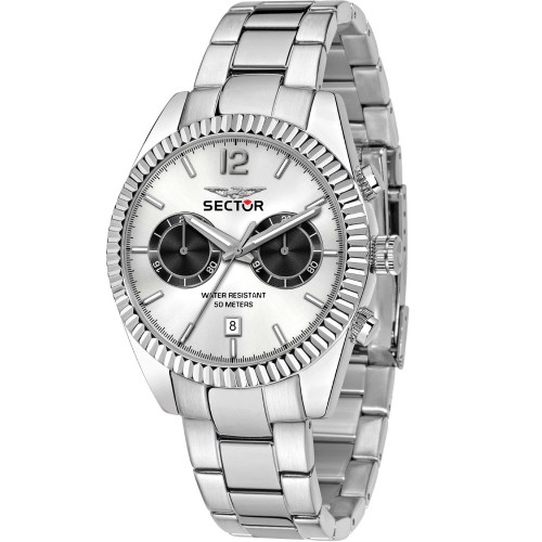 SECTOR 240 Dual Time Silver Stainless Steel Bracelet R3253240007