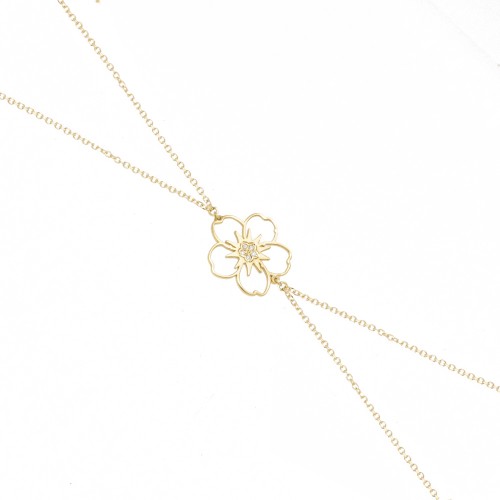 14K Χρυσό Βραχιόλι "Λουλούδι" με Διαμάντι XB2803