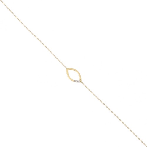 14K Χρυσό Βραχιόλι "Φύλλο" με Διαμάντι XB4359