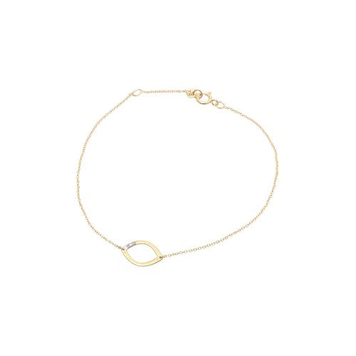 14K Χρυσό Βραχιόλι "Φύλλο" με Διαμάντι XB4359