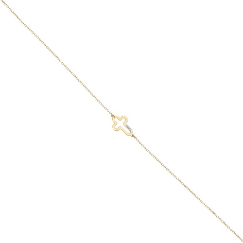 14K Χρυσό Βραχιόλι "Σταυρός" με Διαμάντια XB4376