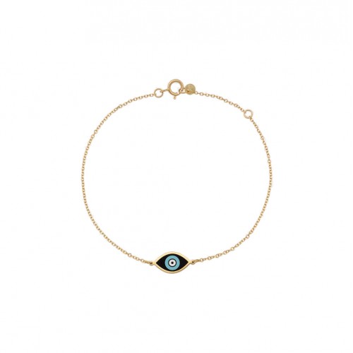 14K Χρυσό και Κεραμικό Bραχιόλι με Ματάκι XB460400