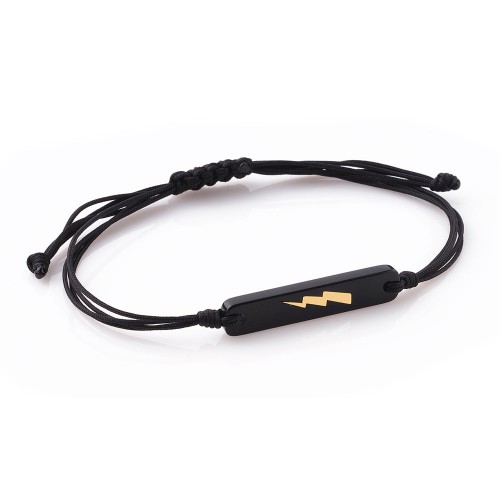 Rockman, 14K Χρυσό Bραχιόλι Αντρικό Μακραμέ, Κεραυνός, XB461001