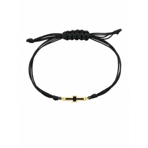 14K Χρυσό Bραχιόλι Αντρικό Μακραμέ, Σταυρός XB466400