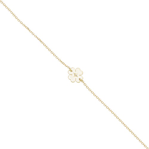 14K Χρυσό Βραχιόλι "Τετράφυλλο τριφύλλι" με Διαμάντι XB4780
