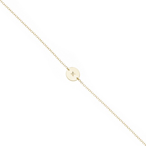 14K Χρυσό Βραχιόλι "Δίσκος" με Διαμάντι XB4786